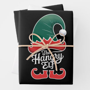 Die hungrige Elf-Familie passende Gruppe Weihnacht Geschenkpapier Set