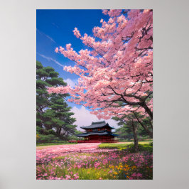 Die idyllischen rosa Felder Poster