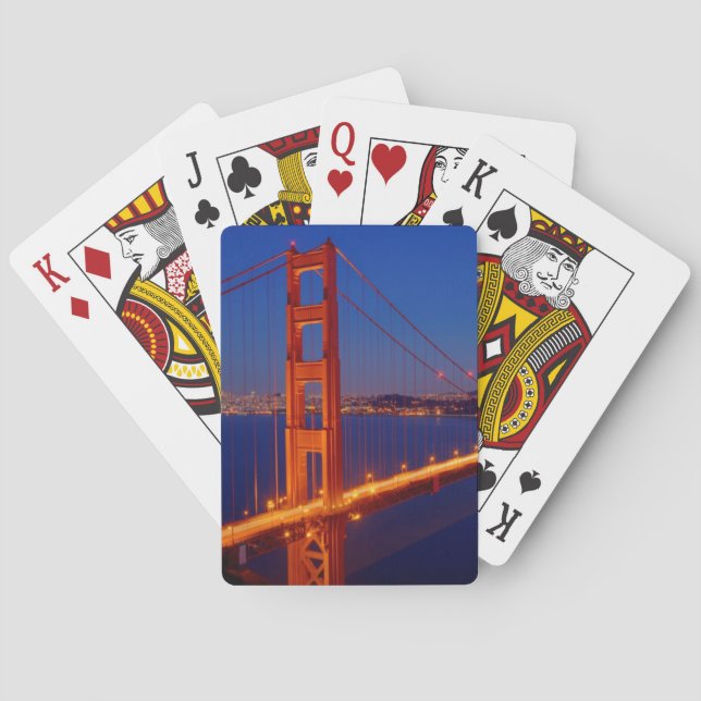 Die ikonenhafte Brücke mit San Francisco Spielkarten (Rückseite)