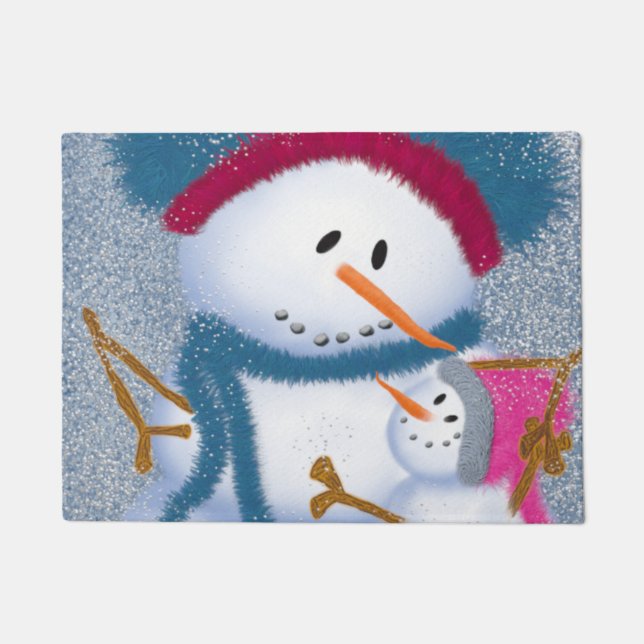 Die Illustration von SnowMomma und SnowGirl Fußmatte (Vorderseite)
