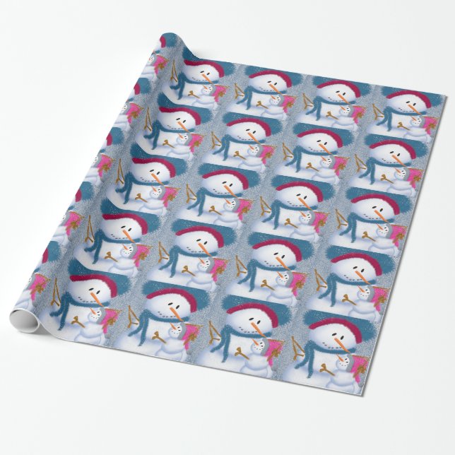 Die Illustration von SnowMomma und SnowGirl Geschenkpapier (Ungerollt)