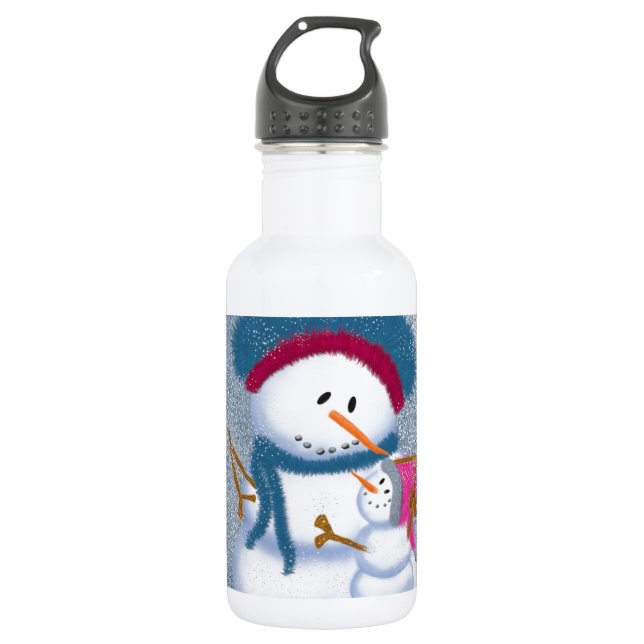 Die Illustration von SnowMomma und SnowGirl Trinkflasche (Vorderseite)