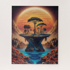 Die Insel bei Sonnenuntergang.