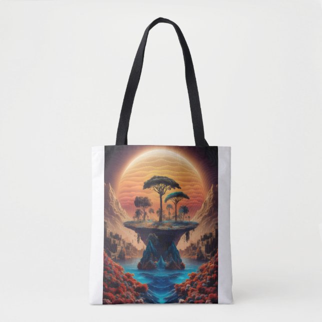 Die Insel bei Sonnenuntergang. Tasche (Vorderseite)