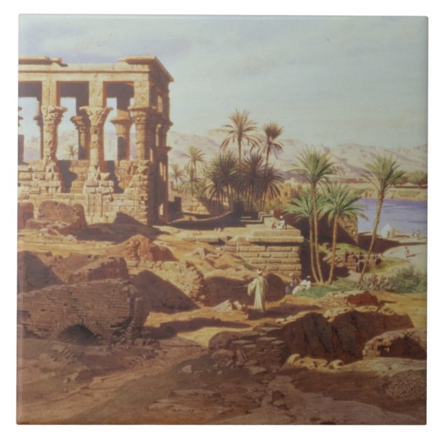 Die Insel von Philae, 1866 (w/c) Fliese (Vorderseite)