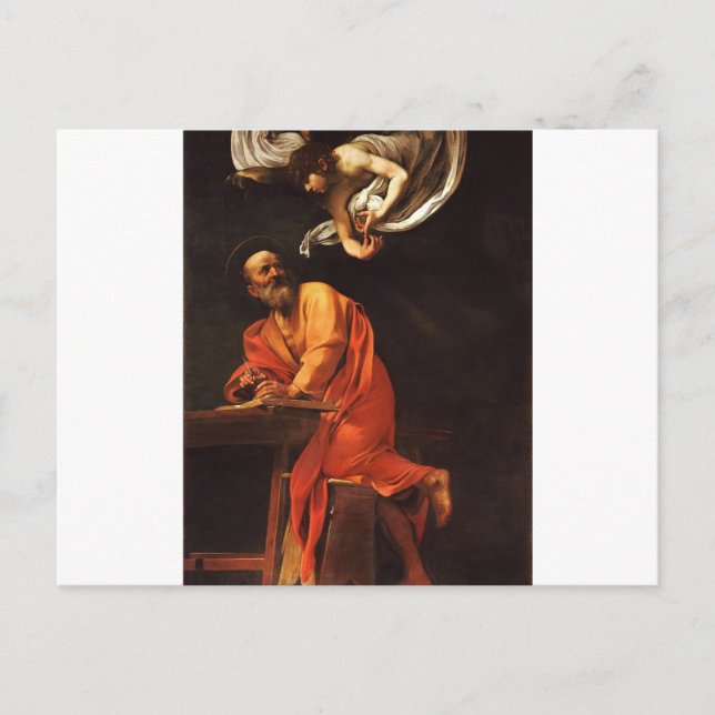 Die Inspiration von Saint Matthew, Caravaggio Postkarte (Vorderseite)