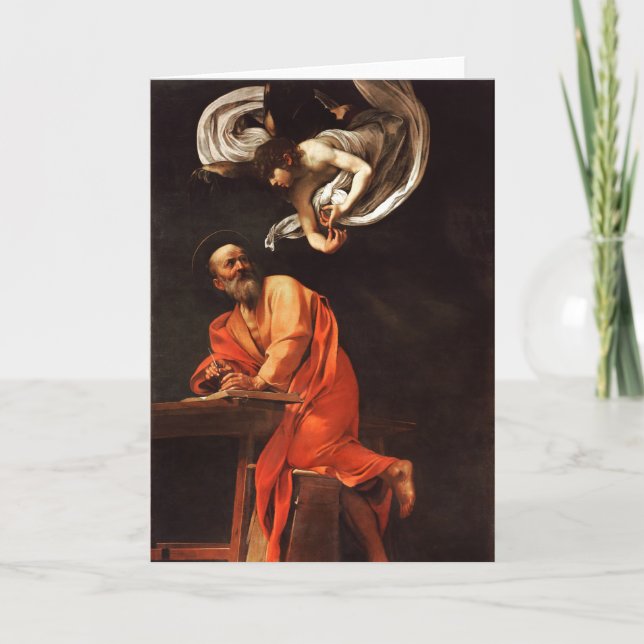 Die Inspiration von St Matthew, Caravaggio Karte (Vorderseite)