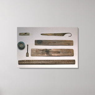 Die Instrumente eines Schreibers (Holz, Elfenbein, Leinwanddruck