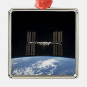 Die internationale Weltraumstation 10 Silbernes Ornament