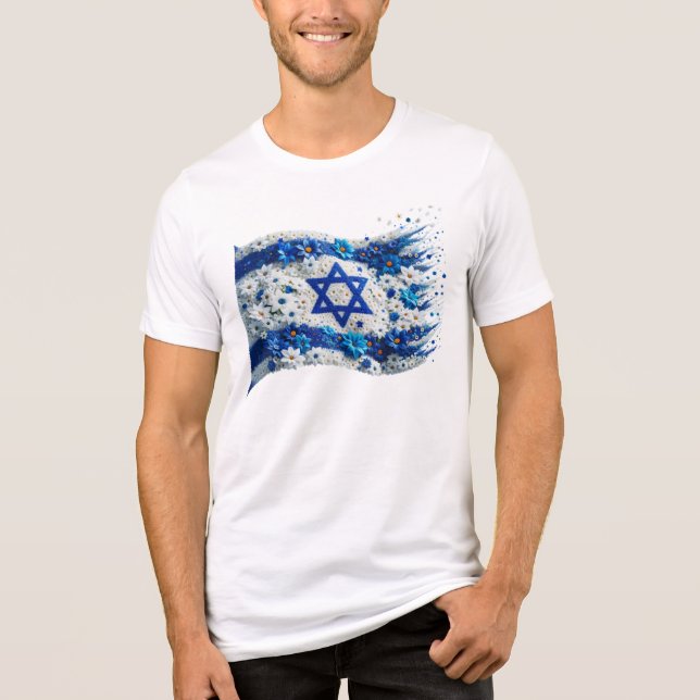 Die israelische Flagge blüht in Blume Tri-Blend Shirt (Vorderseite)