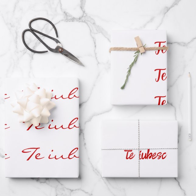 Die iubese in weiß und rot geschenkpapier set (Vorderseite)