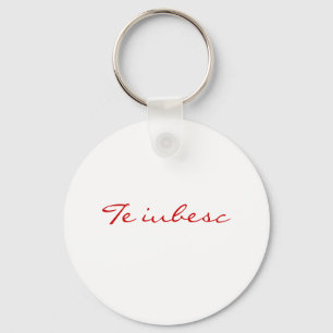 Die iubese in weißem und rotem Schlüsselanhänger