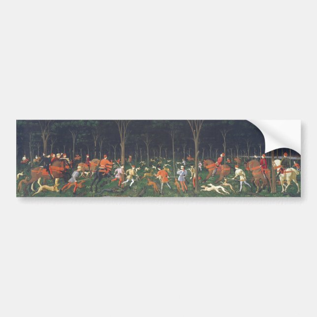 Die Jagd im Wald (von Paolo Uccello) Autoaufkleber (Vorne)
