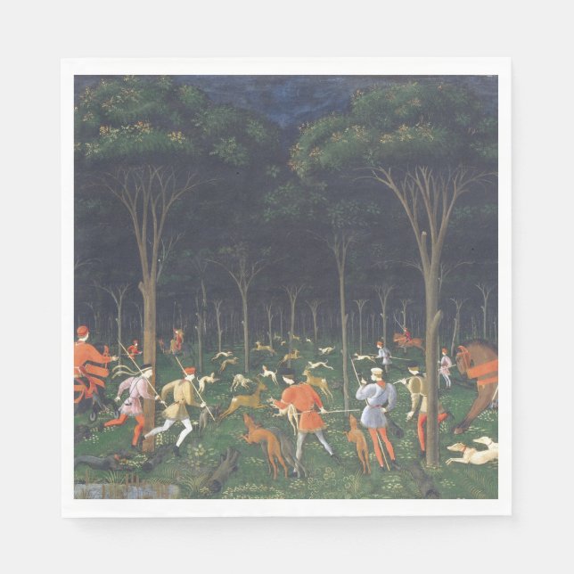 Die Jagd im Wald (von Paolo Uccello) Serviette (Vorderseite)