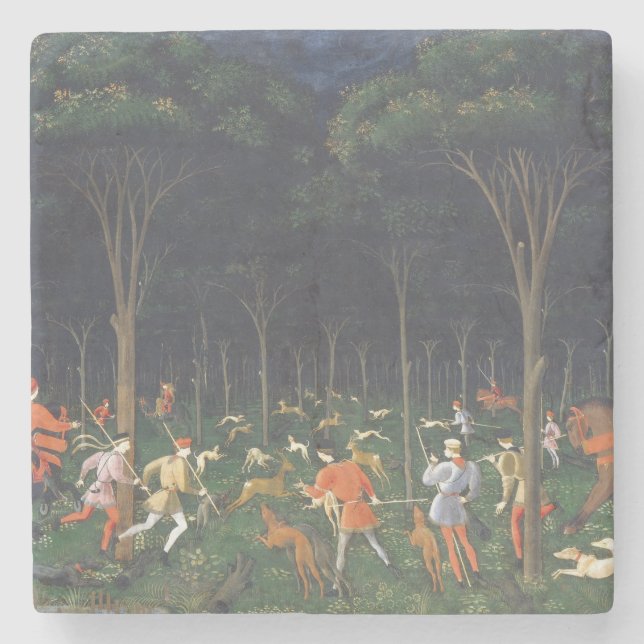 Die Jagd im Wald (von Paolo Uccello) Steinuntersetzer (Vorderseite)