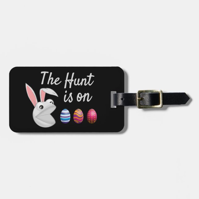 Die Jagd ist auf der Ostersonnigen Eggenjagd Gepäckanhänger (Vorderseite horizontal)