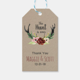 Die Jagd ist über die rustikale Antler Burgund Blu Geschenkanhänger