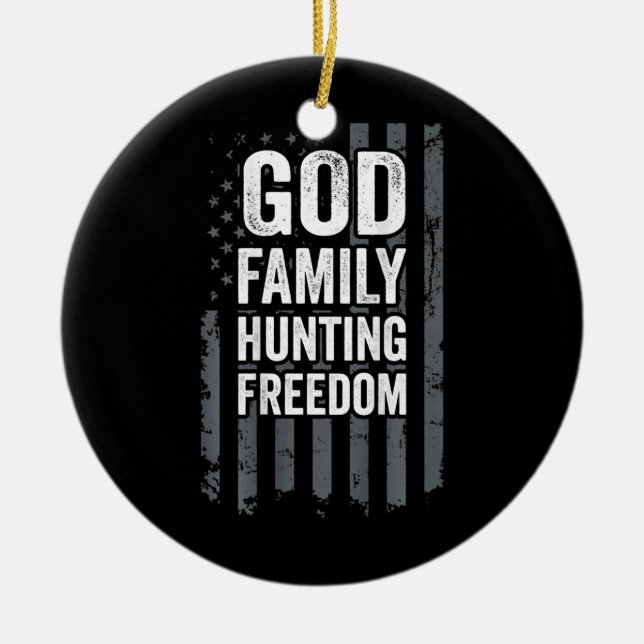 Die Jagdfreiheitsflagge der Familie Gottes Funny H Keramik Ornament (Vorne)
