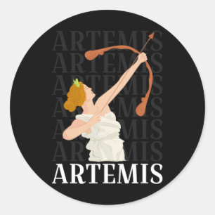 Die Jagdgöttin Artemis und der griechische Mond Runder Aufkleber
