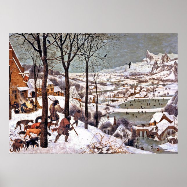 Die Jäger im Schnee von Bruegel dem Ältesten Poster (Vorne)