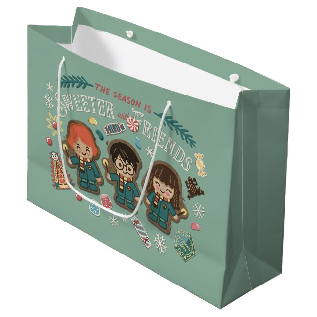 Die Jahreszeit ist süßer mit Freunden Große Geschenktüte (Vorderseite Schrägansicht)