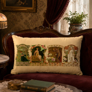 Die Jahreszeiten Art Nouveau von Sonrel. Lendenkissen