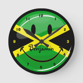 Die jamaikanische Flagge lächeln Runde Wanduhr