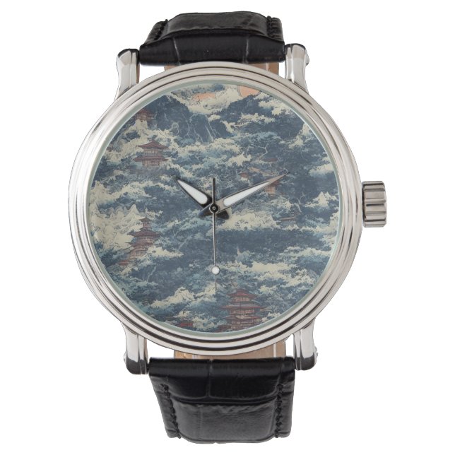 Die japanische Öllandschaft malt coole Fantasie Armbanduhr (Vorderseite)