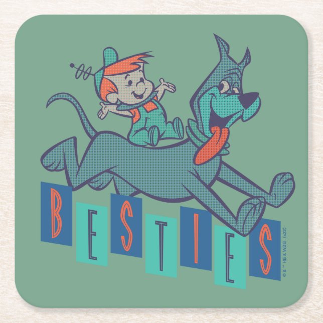Die Jetsons | Elroy & Astro Besties Rechteckiger Pappuntersetzer (Vorderseite)
