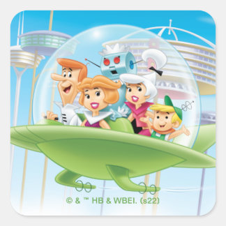 Die Jetsons | Familienflieger Quadratischer Aufkleber