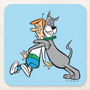 Die Jetsons George & Astro Hug Rechteckiger Pappuntersetzer