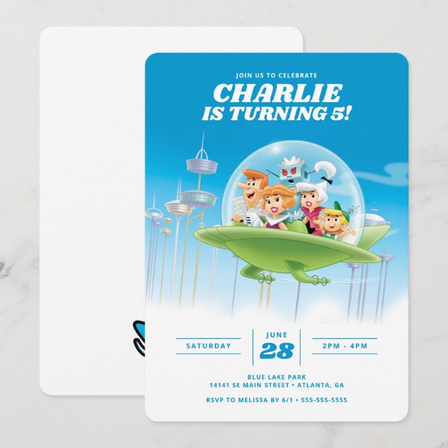 Die Jetsons zum Geburtstag Einladung (Vorne/Hinten)