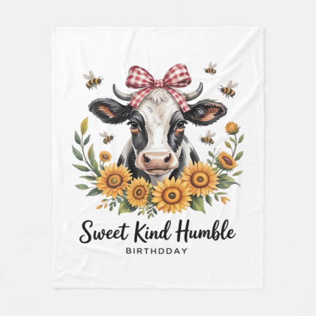 Die Joyfull Strawberry Cow Liebe Classic T-Shi Fleecedecke (Vorderseite)