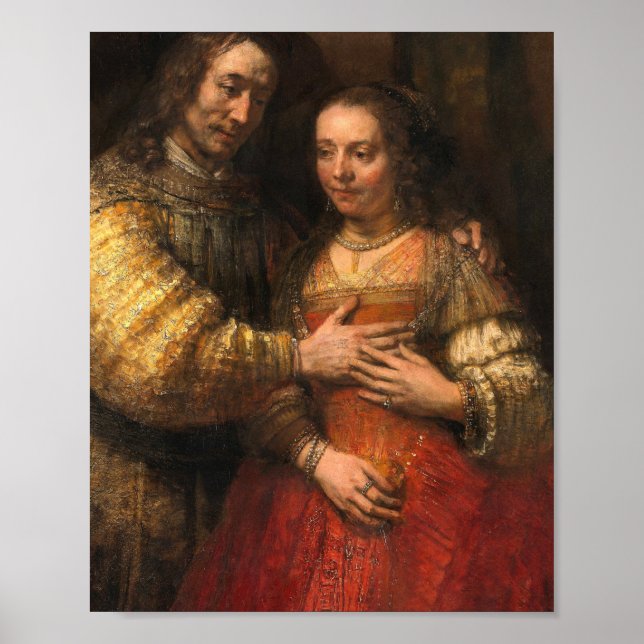 Die jüdische Brautmalerei von Rembrandt Poster (Vorne)