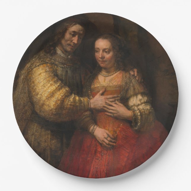 Die jüdische Brücke (von Rembrandt) Pappteller (Vorderseite)