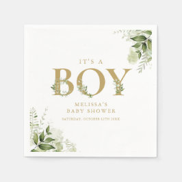 Die Junge Greenerenerage Foliage Gold Letter Baby Serviette