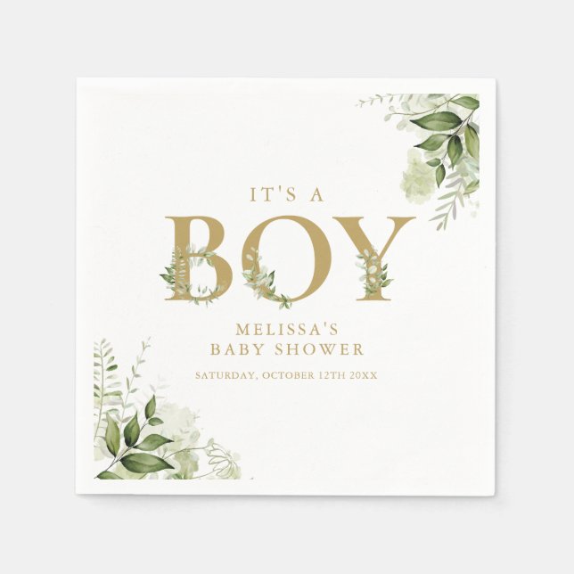 Die Junge Greenerenerage Foliage Gold Letter Baby  Serviette (Vorderseite)