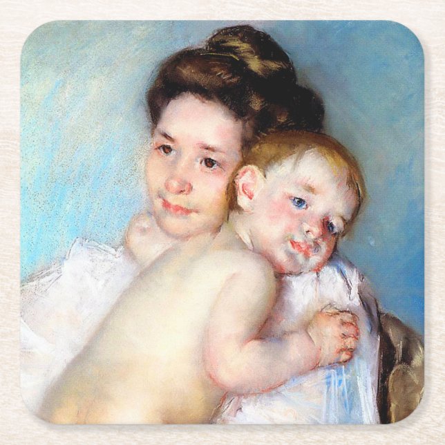 Die junge Mutter, Cassatt Rechteckiger Pappuntersetzer (Vorderseite)