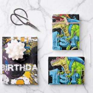 Die Jungen-Monster-Matching-Familie zum Geburtstag Geschenkpapier Set