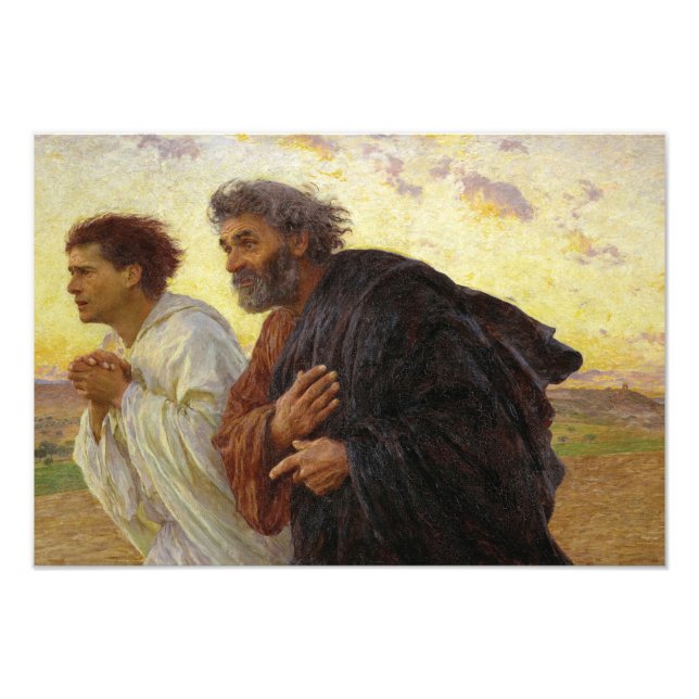 Die Jünger, die von Burnand bis zum Sepulcher lauf Fotodruck (Vorne)