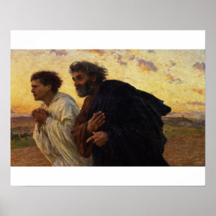 Die Jünger Peter und John laufen Poster