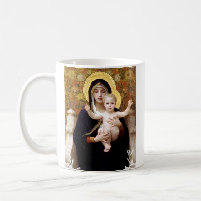 Die Jungfrau der Lilien Kaffeetasse (Links)