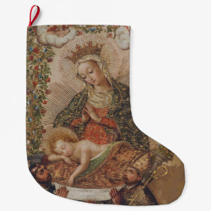 Die Jungfrau, die Christkind bewundert Großer Weihnachtsstrumpf