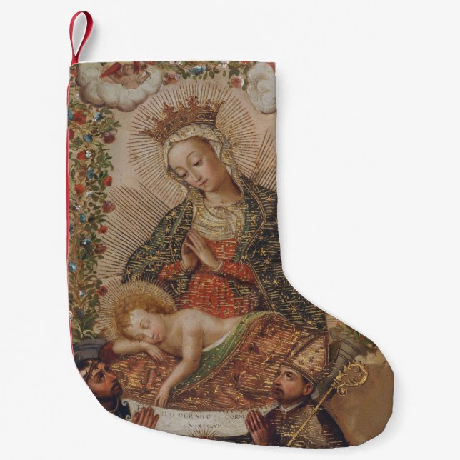 Die Jungfrau, die Christkind bewundert Kleiner Weihnachtsstrumpf (Vorderseite)