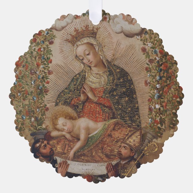 Die Jungfrau, die Christkind bewundert Ornament Karte (Vorderseite)