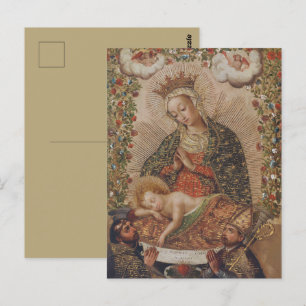 Die Jungfrau, die Christkind bewundert Postkarte