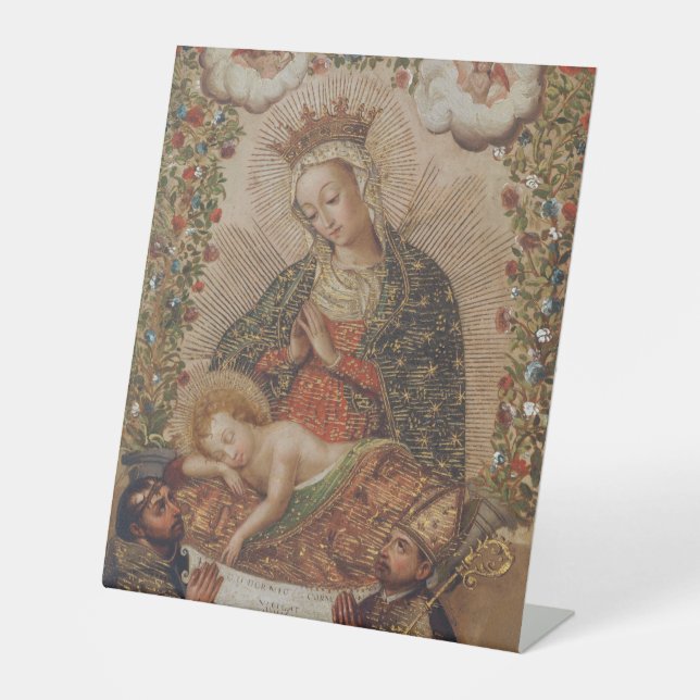 Die Jungfrau, die Christkind bewundert Sockelschild (Vorderseite)