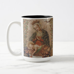 Die Jungfrau, die Christkind bewundert Zweifarbige Tasse