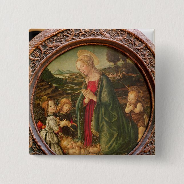 Die Jungfrau, die das Christus-Kind verehrt Button (Vorderseite)