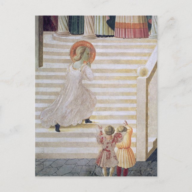 Die Jungfrau Maria, die die Treppe hinaufsteigt Postkarte (Vorderseite)